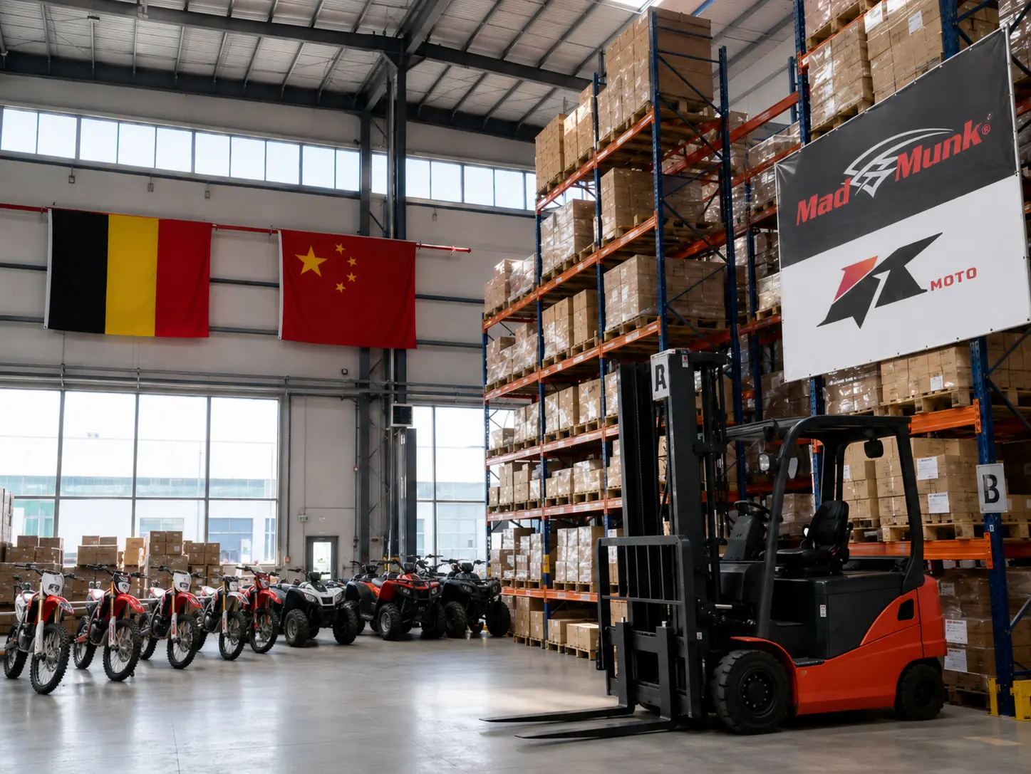 YKMOTOS Belgium warehouse